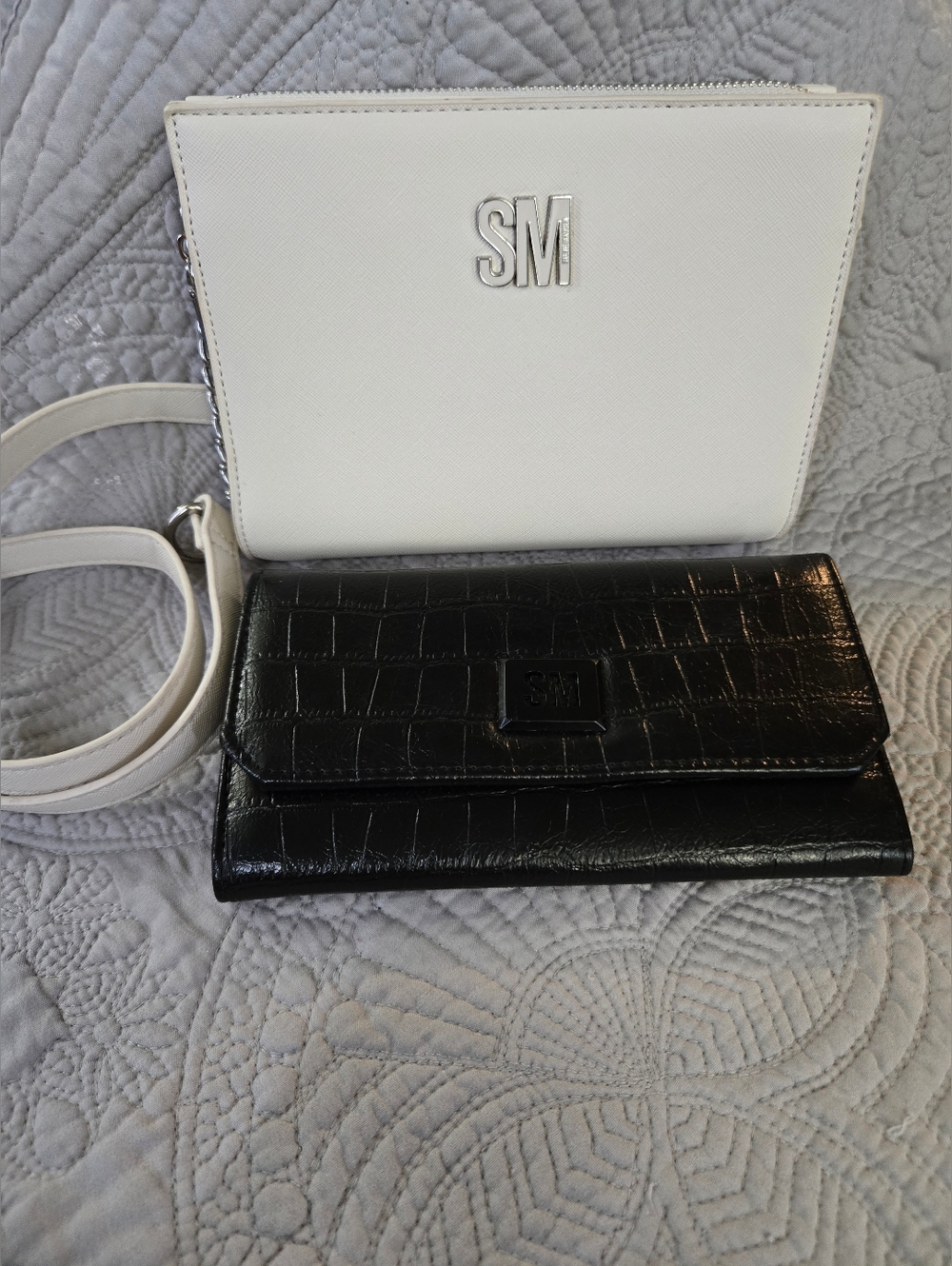 Two-Piece Steve Madden Crossbody Bag and Wallet Set - White & Black